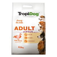 TropiDog Premium Adult SMALL BREEDS – with DUCK and RICE to karma premium z kaczką i ryżem 2.5kg
