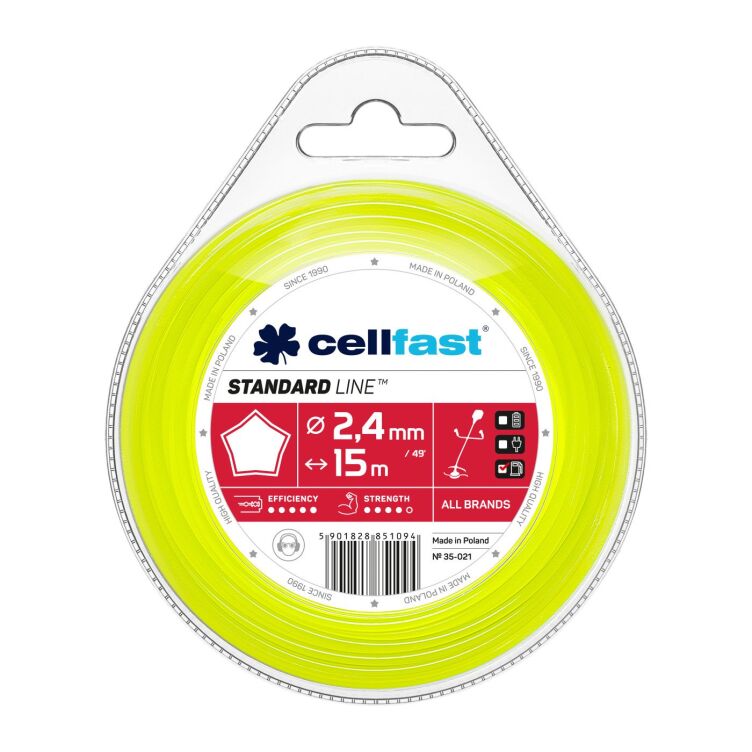 Żyłka tnąca STANDARD Cellfast gwiazdka 2,4mm x 15m 35-021