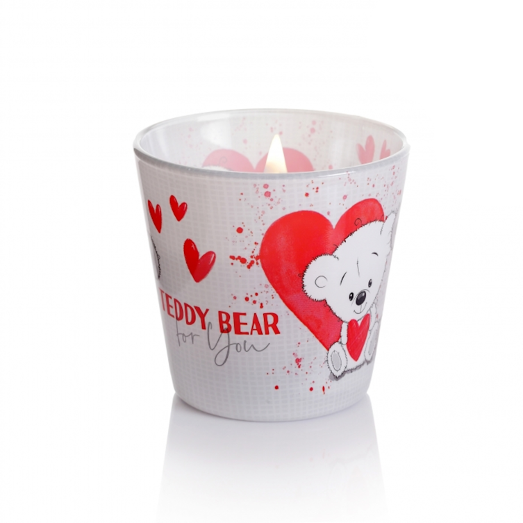 Bartek Candles Świeczka zapachowa Teddy Bear Sweet Grace Czerwona 115 g