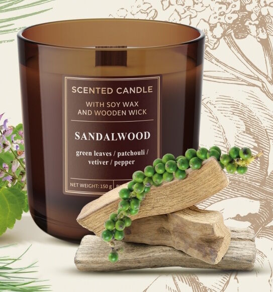 Świeca zapachowa  w szkle Sandalwood 150g