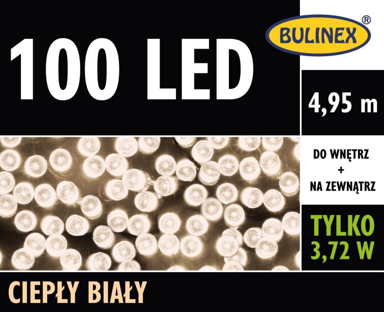 Lampki choinkowe Bulinex na zewnątrz 4,95m 100 LED