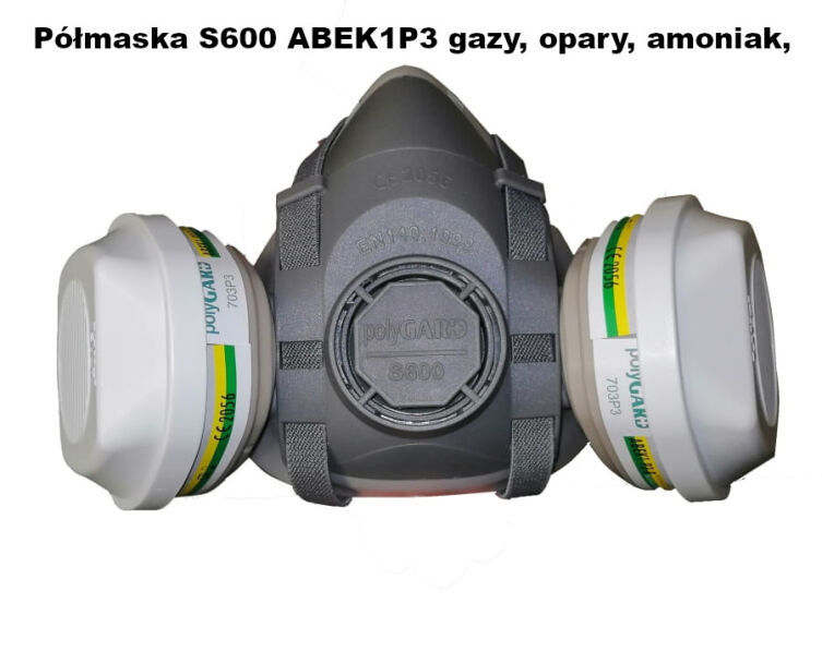Półmaska S600 ABEK1P3 gazy, opary, amoniak, pyły 