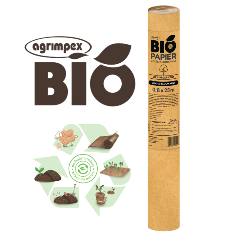 BIO Papier do ściółkowania 0,8x25m 70g/m² | Beżowy | Ekologiczny