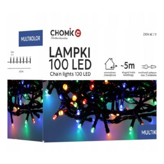 Lampki choinkowe LED 100L 8m multikolor