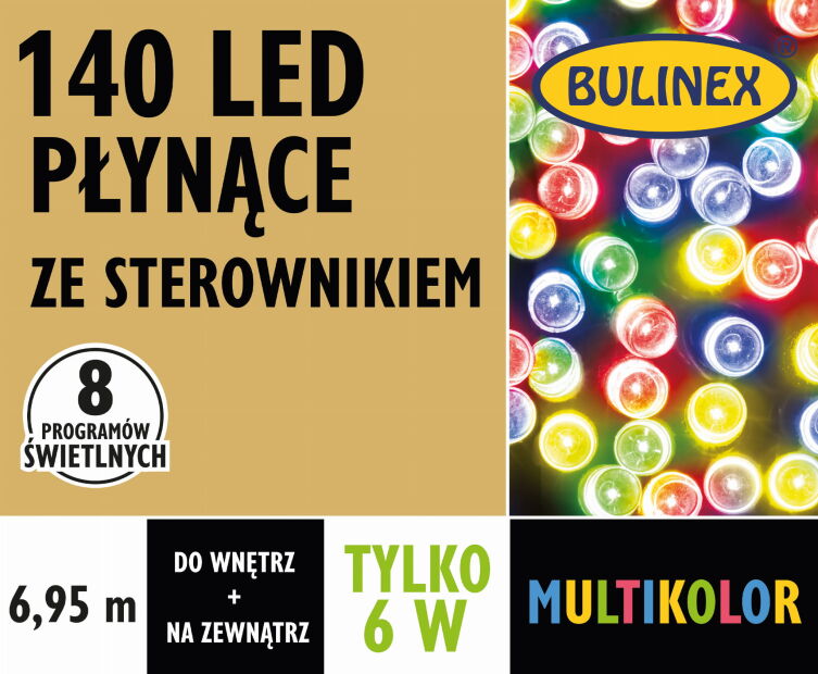 Lampki LED 140 LED pływające 6,95 m Multikolor