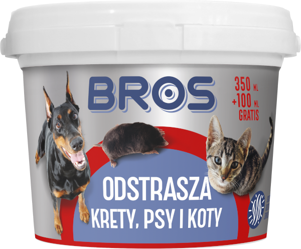 BROS odstrasza krety, psy i koty 350ml + 100ml GRATIS