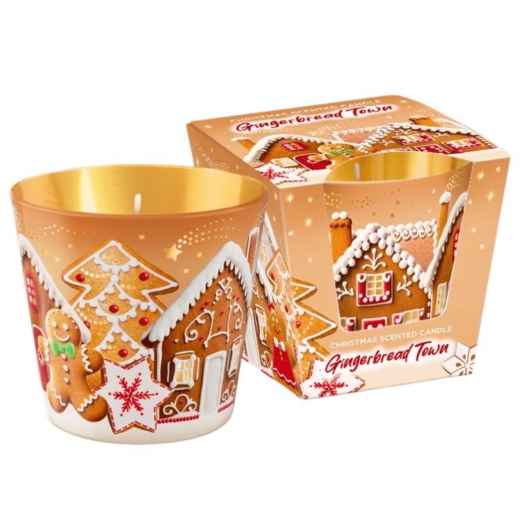 Świeca zapachowa w szkle Gingerbread Town 115 g – świąteczny aromat piernika