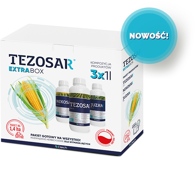 Tezosar Extra Box 3 x 1L na 1.4ha chwasty w kukurydzy