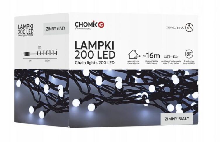 Lampki LED Kulki 200L – Magiczna Atmosfera Wewnątrz i Na Zewnątrz